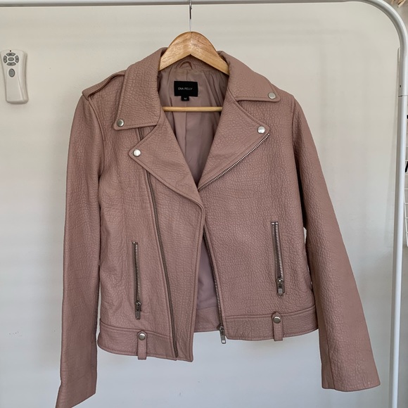 Ena Pelly blush pink biker leather jacket - Picture 2 of 2